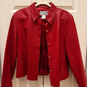 Women's Red 100% Leather Jacket